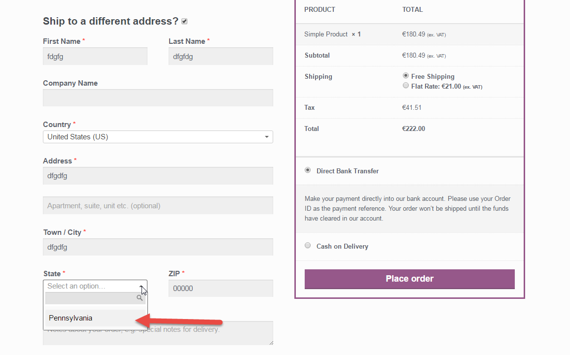 WooCommerce: Allow Shipping to Only One State @ Checkout
